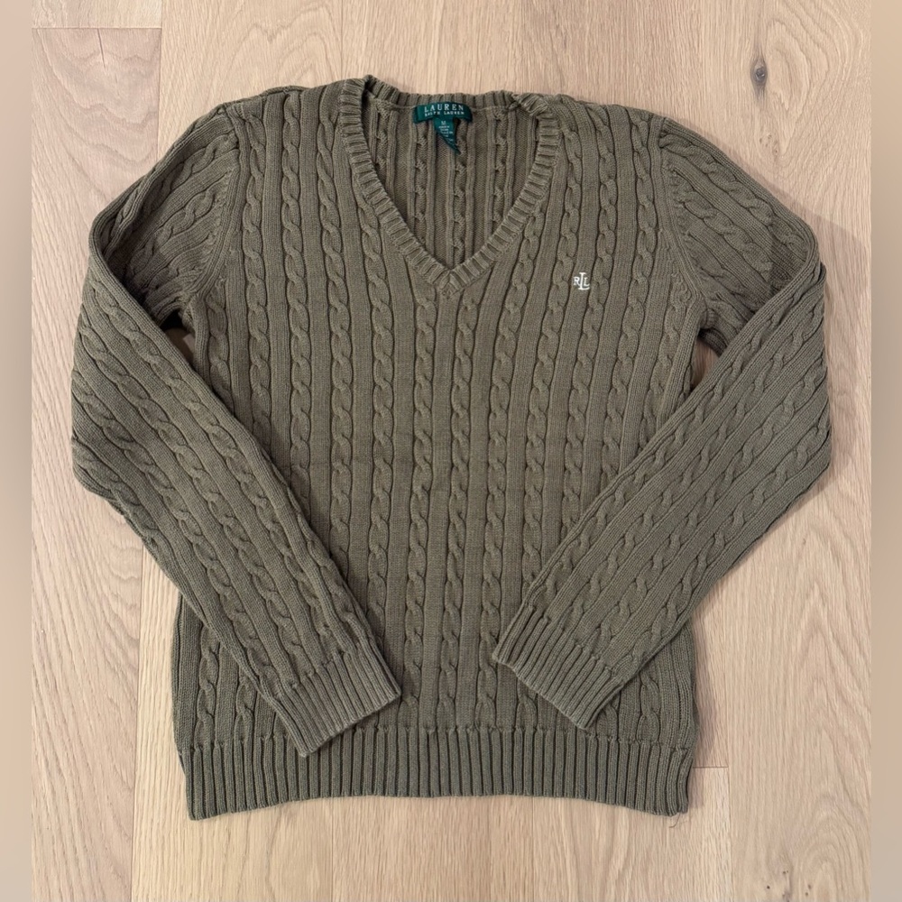 Lauren Ralph Lauren Women’s 100% Cotton Cable Knit Sweater - Size Medium